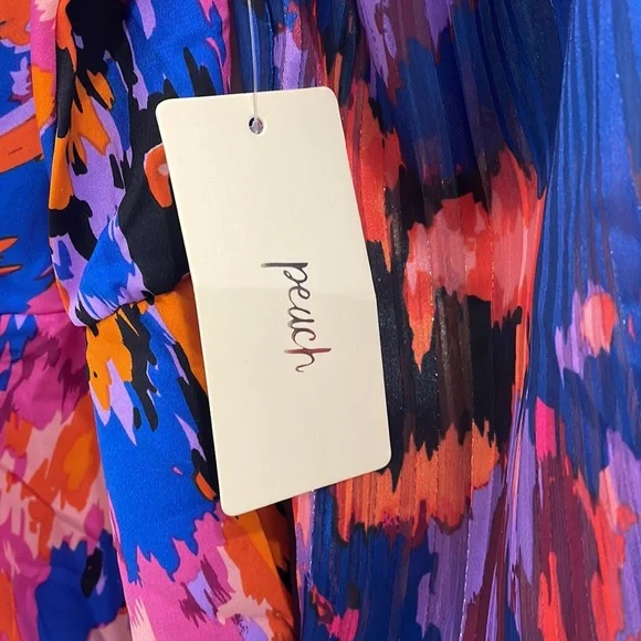 Bright colorful long sleeve blouse by Peach size medium NWT new with tags - Picture 3 of 5